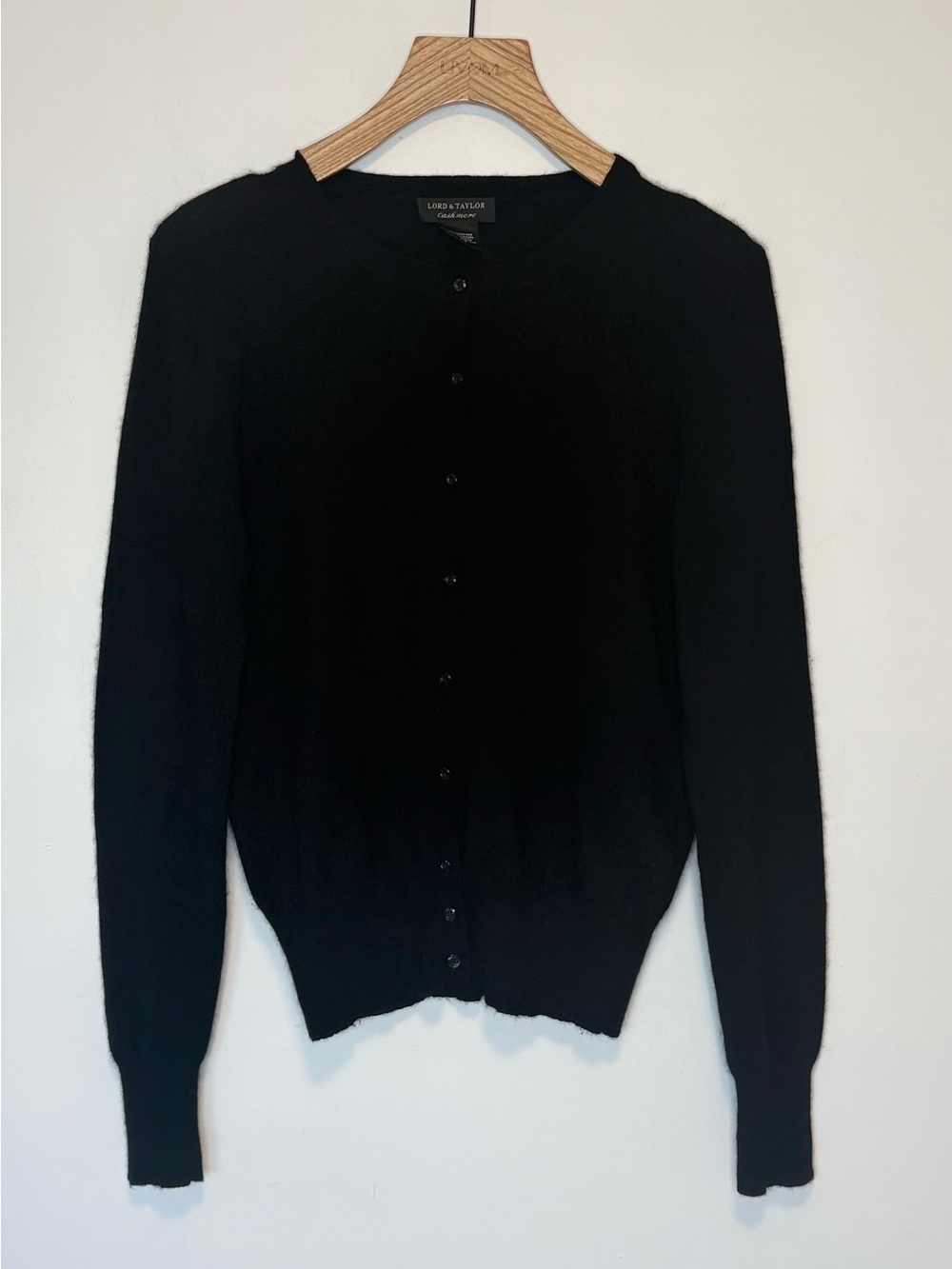 Lord & Taylor Women's Black Button-Up Cashmere Blend Cardigan , sz : medium